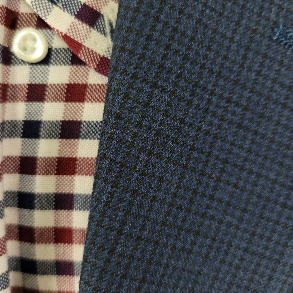 Chaps Men's Sport Coat Blazer Two Button Navy Blue‎ Checked Polyester Rayon 42L
